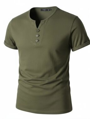 V-NECK 3 BUTTON HENLEY